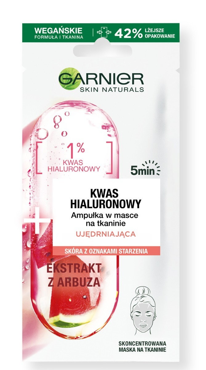 Garnier Skin Naturals Ampułka w Masce na tkaninie Ujędrniająca z kwasem hialuronowym i Ekstraktem z Arbuza