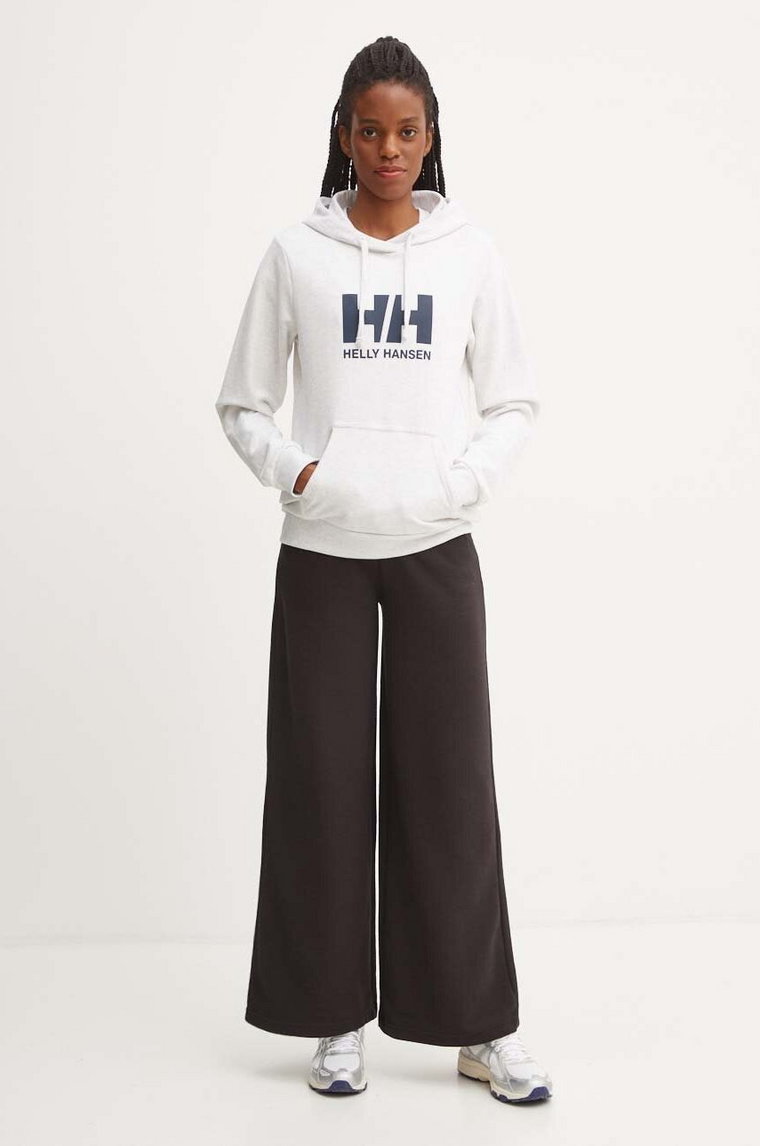 Helly Hansen bluza bawełniana HH LOGO 2.0 damska kolor szary z kapturem 34460