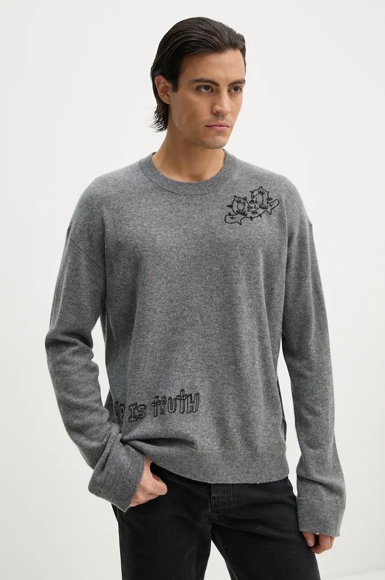 ZADIG&VOLTAIRE sweter wełniany męski kolor szary lekki KMSW00704