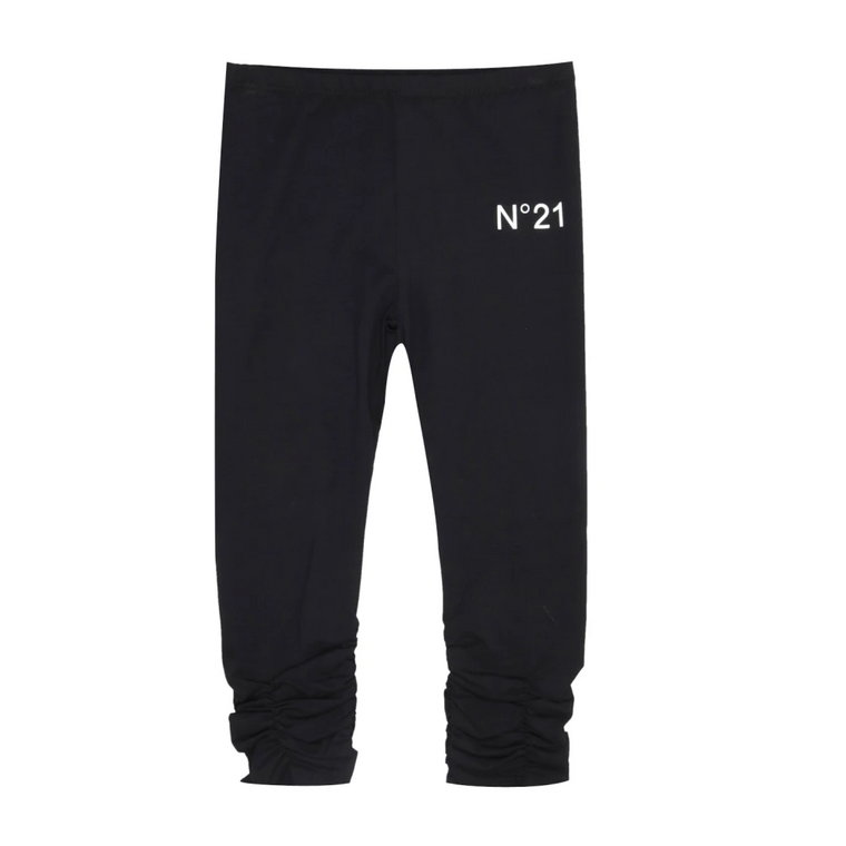 Czarne bawełniane spodnie sportowe z elastycznym pasem i mankietami N21