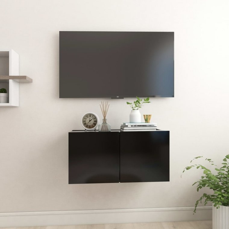 Szafka wisząca pod tv, czarna, 60x30x30 cm kod: V-804511