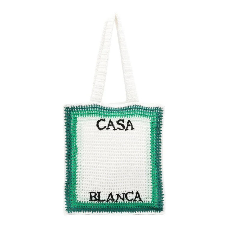 Biała torba tenisowa szydełkowa Casablanca