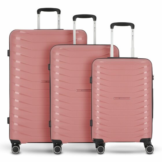 Franky PP15 Zestaw walizek na 4 kółkach, 3-częściowy z elastyczną plisą rosegold