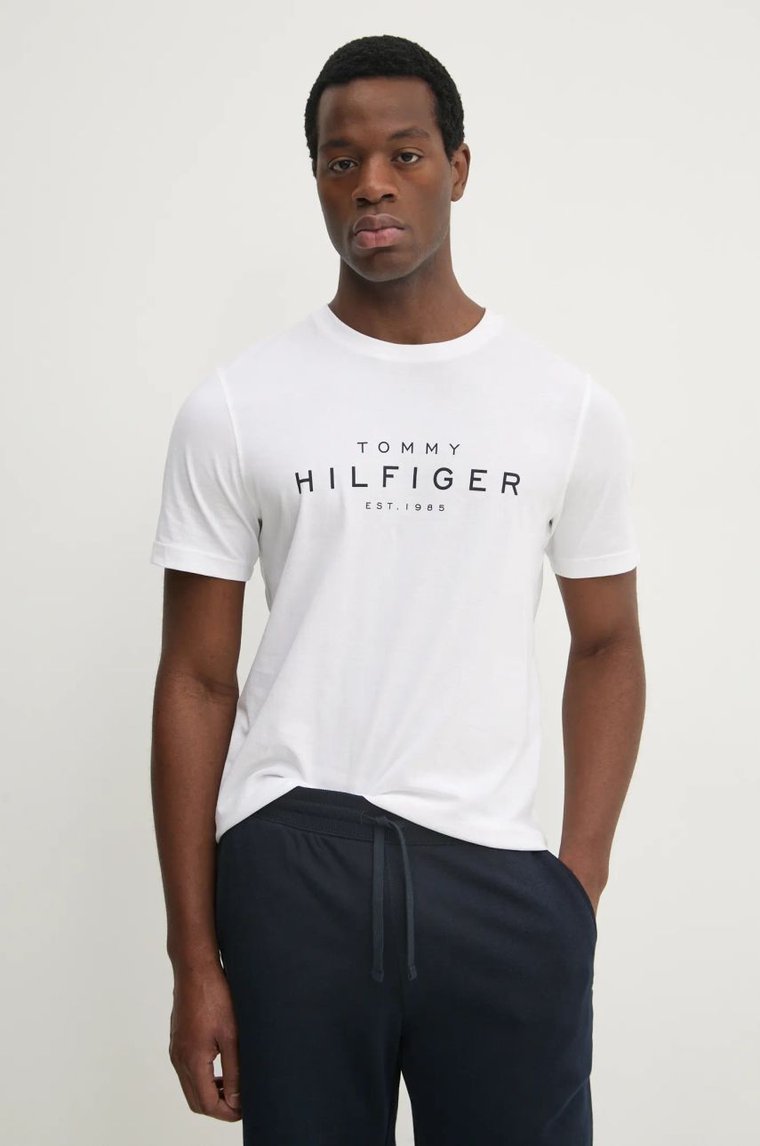 Tommy Hilfiger t-shirt bawełniany męski kolor biały z nadrukiem MW0MW37448