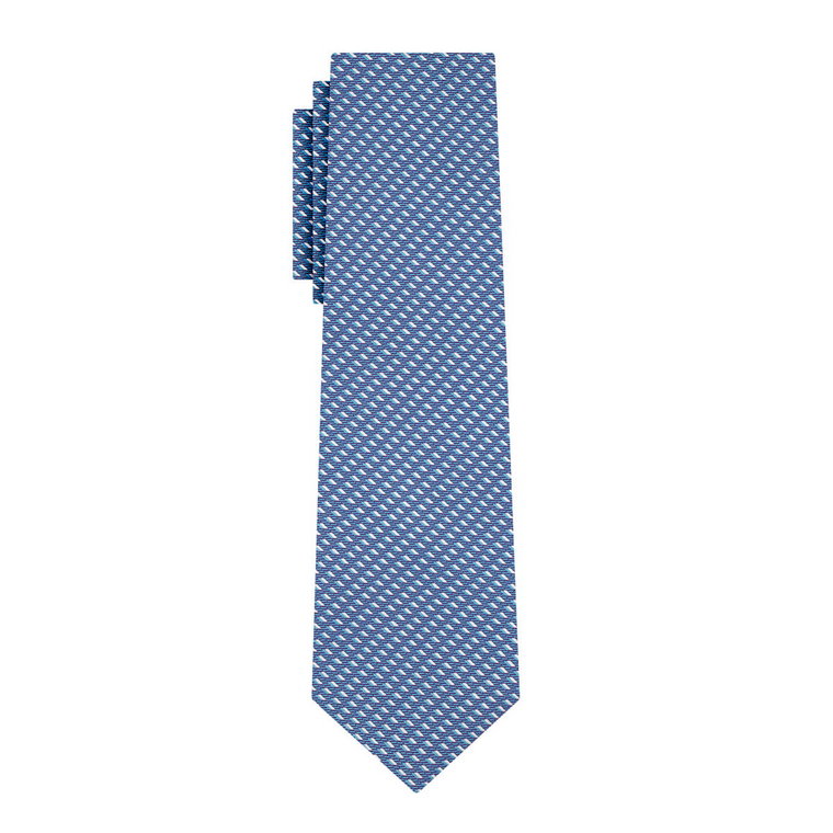 Krawat jedwabny błękitny w mikrowzór PREMIUM