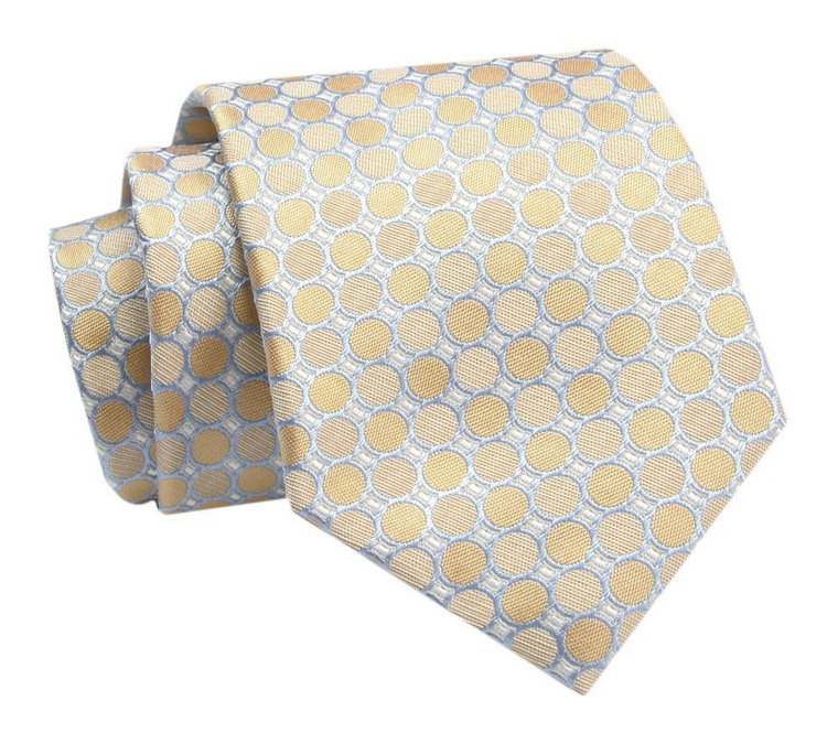 Krawat - ALTIES - Żółto-Złoty w Grochy