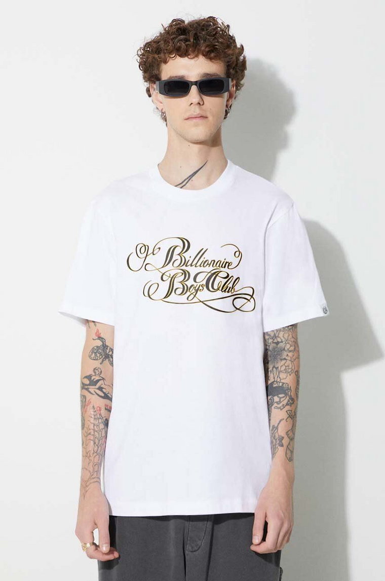 Billionaire Boys Club t-shirt bawełniany kolor biały z nadrukiem