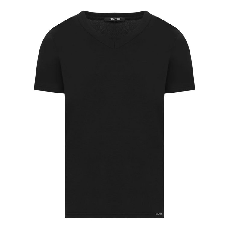 Klasyczny Czarny T-shirt z elastycznym bawełną Tom Ford
