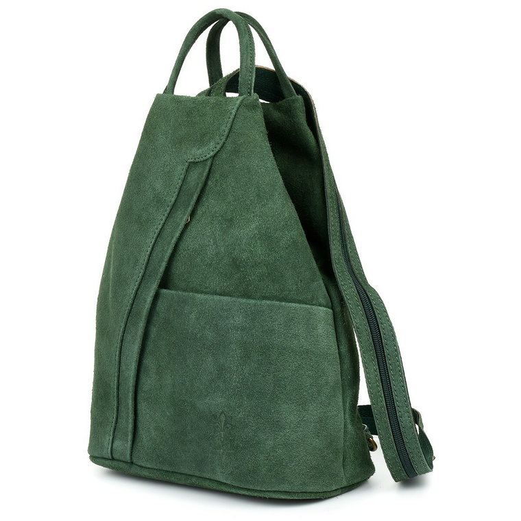 Ciemno- zielony Vera Pelle włoski Plecak Skórzany damski mały zielony
