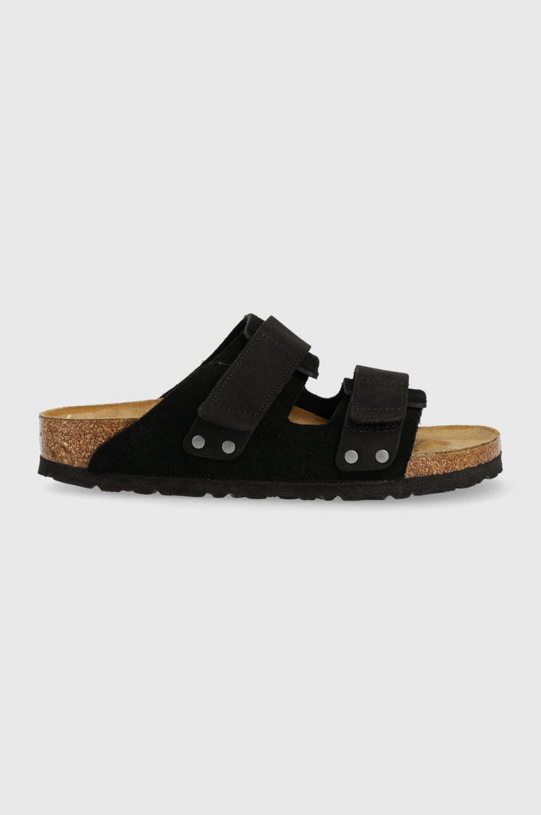 Birkenstock klapki zamszowe Uji damskie kolor czarny 1024832