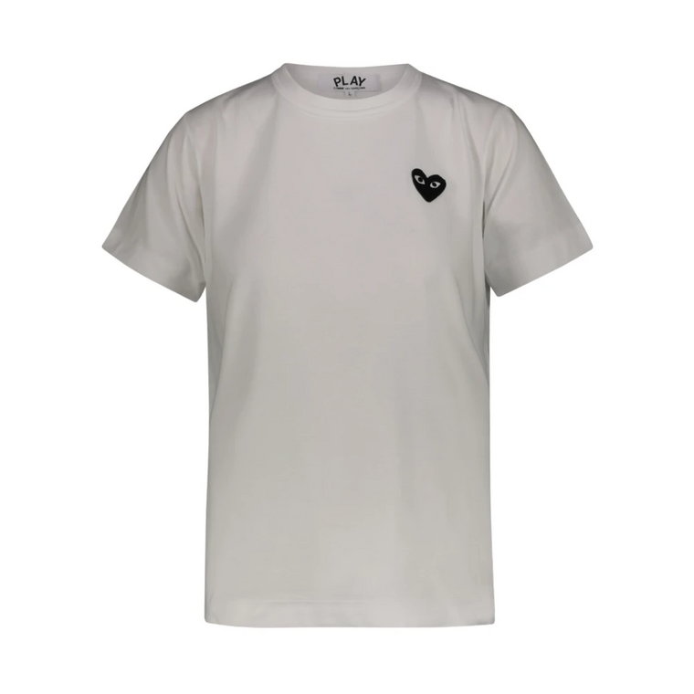 Czarna koszulka z haftowanym sercem Comme des Garçons