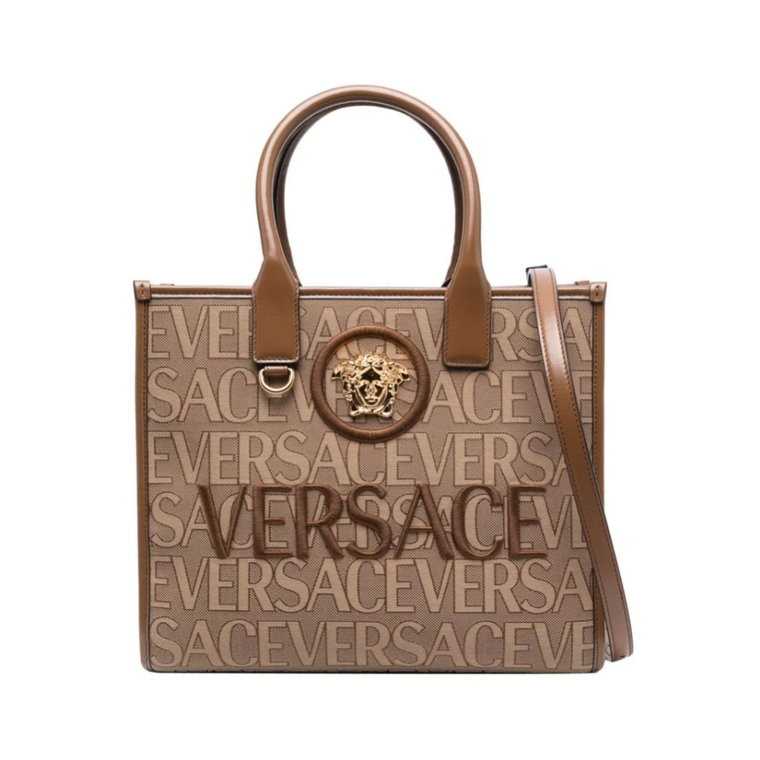 Brązowa torba Allover z motywem Meduzy Versace