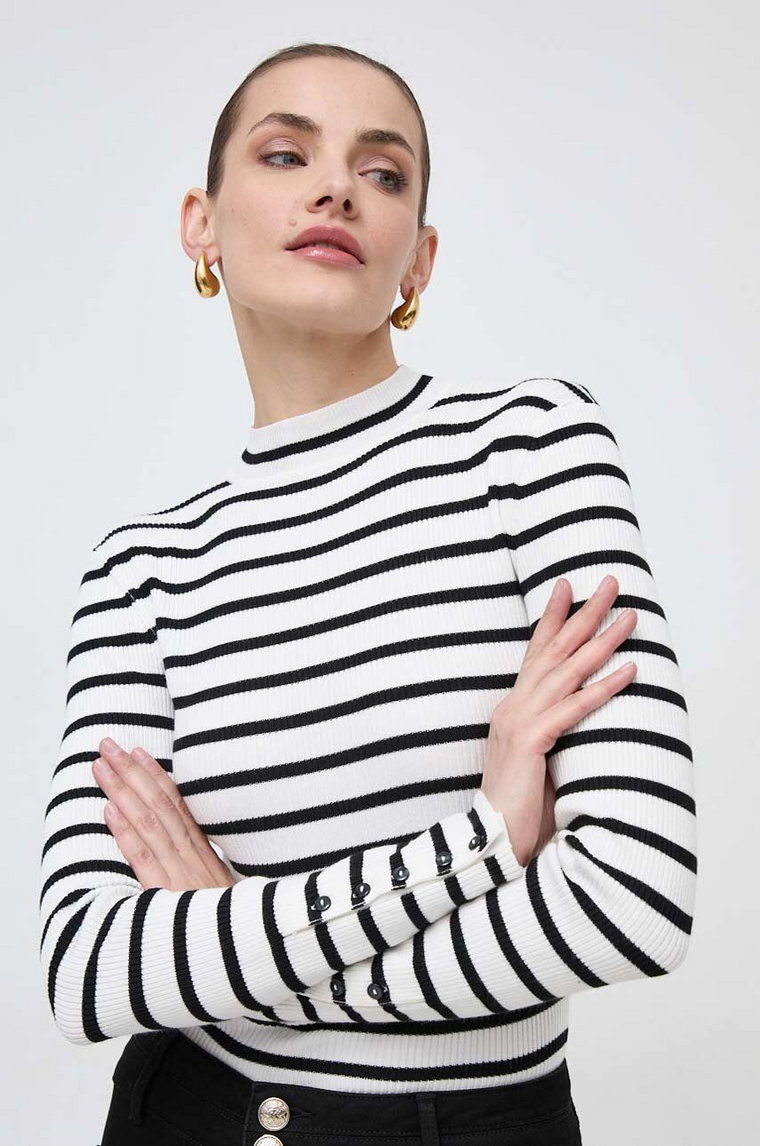 Morgan sweter MAG damski kolor biały lekki z półgolfem