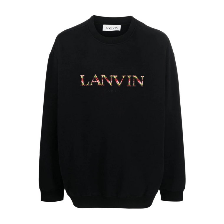 Czarny bluza z haftowanym logo Lanvin