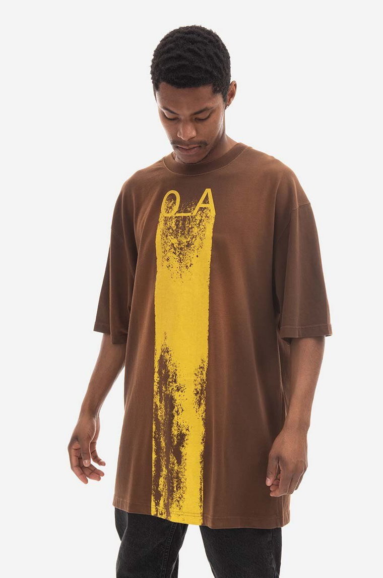 A-COLD-WALL* t-shirt bawełniany kolor brązowy wzorzysty ACWMTS093-DARKBROWN