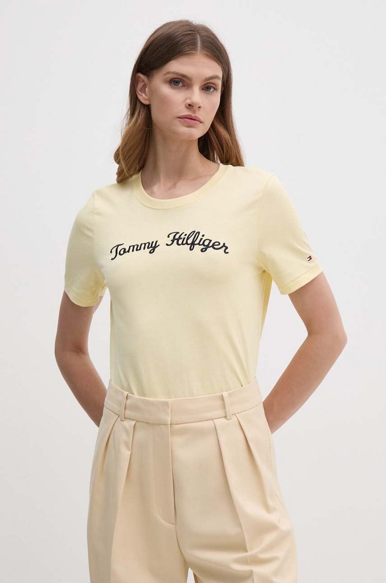 Tommy Hilfiger t-shirt bawełniany damski kolor żółty WW0WW42589