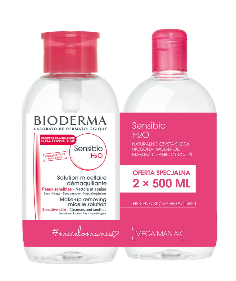 Bioderma Sensibio H2O Płyn micelarny, 2 x 500 ml