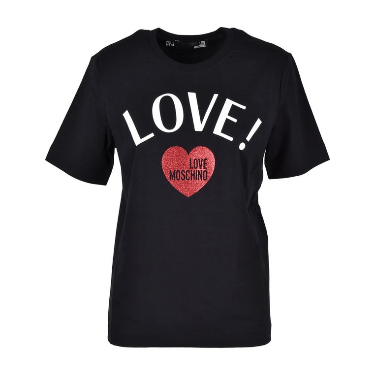 Stylowa Czarna Bawełniana Koszulka Love Moschino