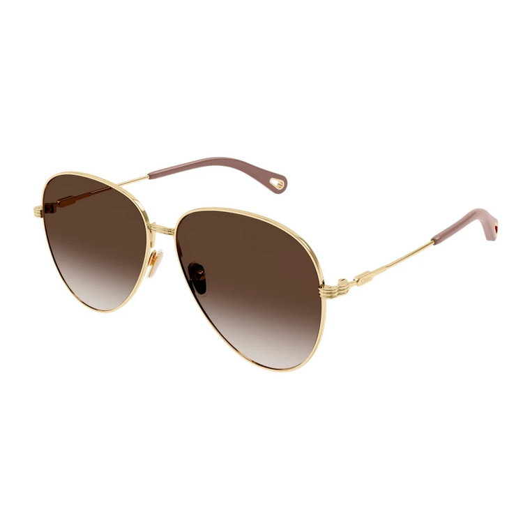 Złote brązowe okulary przeciwsłoneczne Ch0177S 002 Chloé