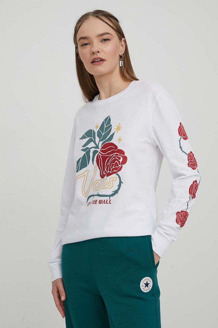 Vans longsleeve bawełniany kolor biały