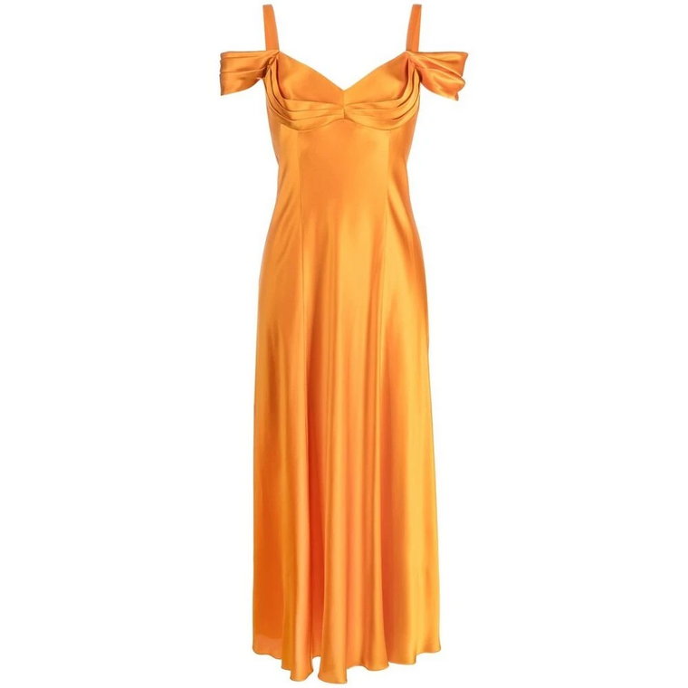 Bursztynowa Pomarańczowa Suknia z Jedwabiu Alberta Ferretti