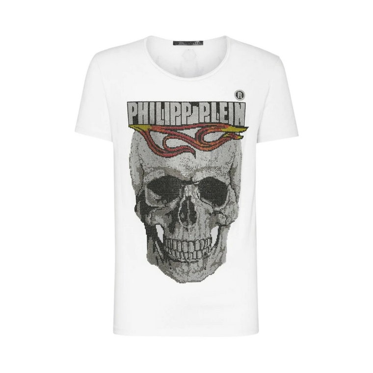 Koszulka Flame z kryształowym motywem czaszki Philipp Plein