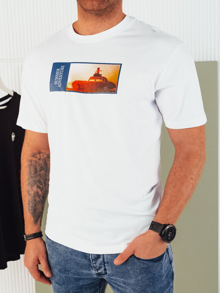 Koszulka męska z nadrukiem biała Dstreet RX5484