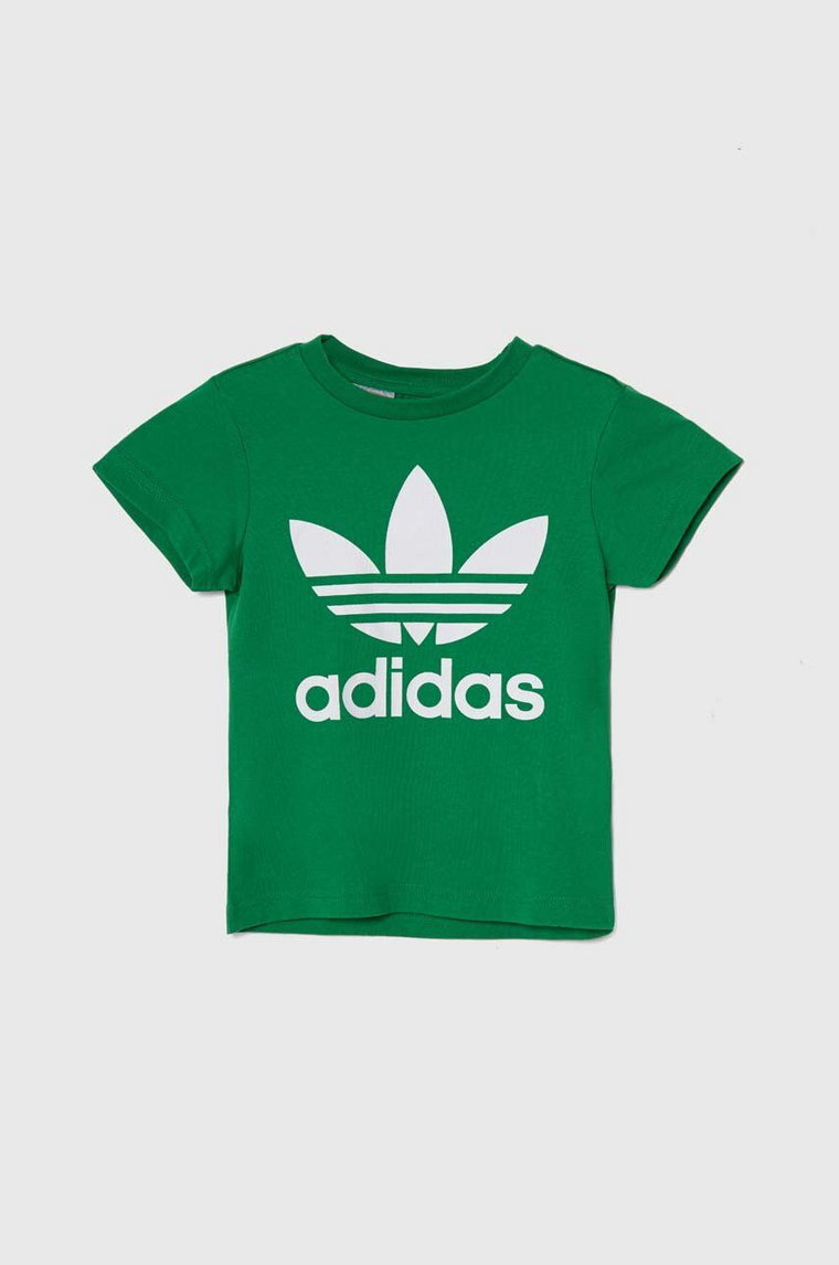 adidas Originals t-shirt bawełniany dziecięcy TREFOIL kolor zielony z nadrukiem