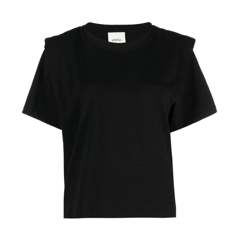 Czarna koszulka Zelitos z poduszkowanymi ramionami Isabel Marant