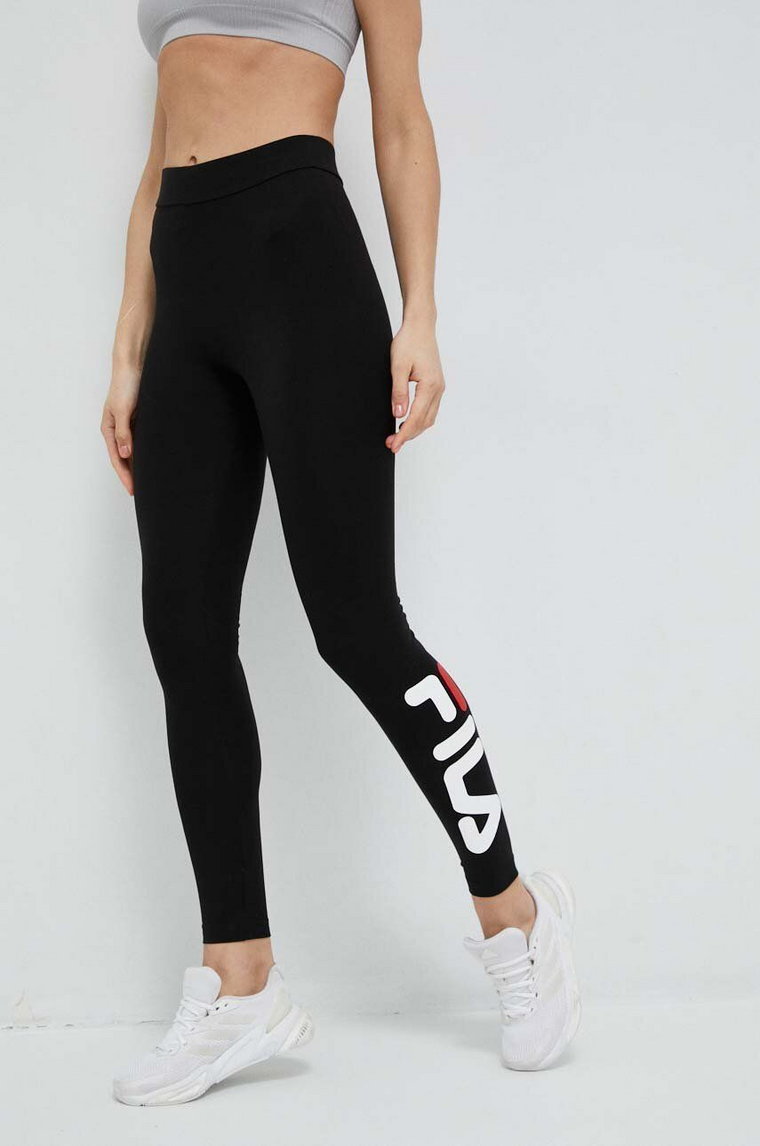 Fila legginsy damskie kolor czarny z nadrukiem