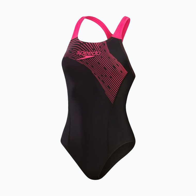 Strój pływacki jednoczęściowy Speedo Medley Logo One Piece black/electric pink