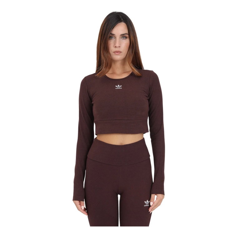 Zielony Crop Top z Wzorem w Paski Adidas Originals