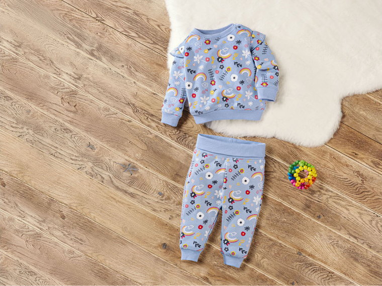 lupilu Dres niemowlęcy z bawełną (bluzka + spodnie) (50/56, Jasnoniebieski)
