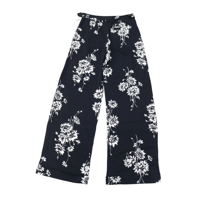 Spodnie z szerokimi nogawkami w kwiaty - styl Rebel Chic Alexander McQueen