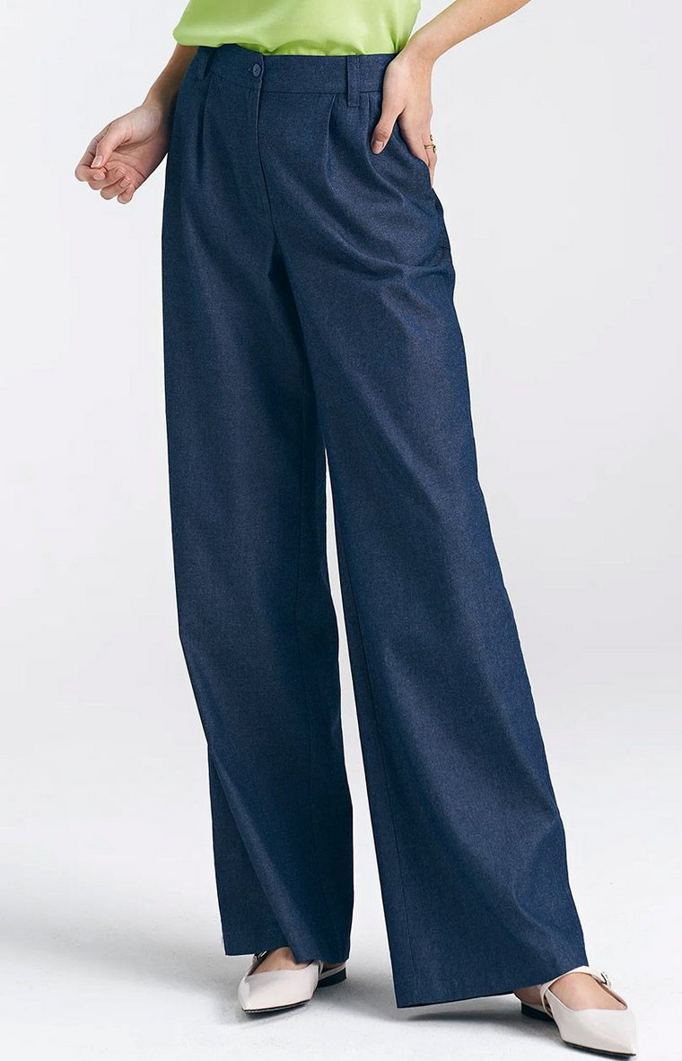 Spodnie jeansowe damskie wide leg SD83, Kolor jeans, Rozmiar 40, Nife