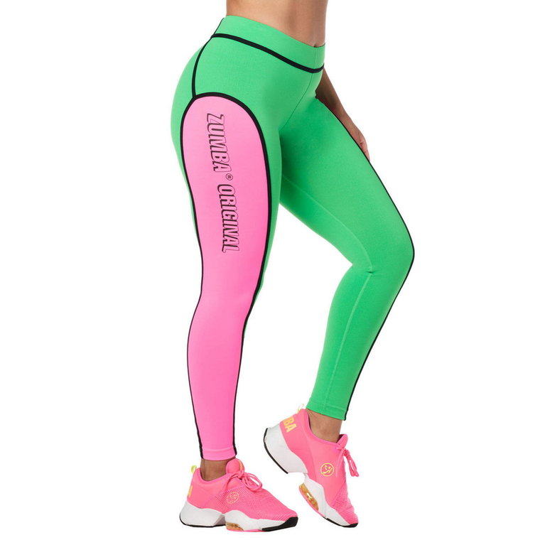 Legginsy fitness damskie zielone Zumba Original Piped