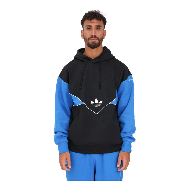 Męska Czarna i Niebieska Bluza z Kapturem Adidas Originals