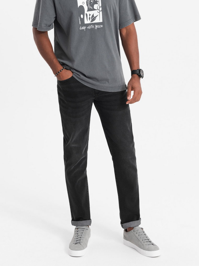 Spodnie męskie jeansowe STRAIGHT LEG - czarne V1 OM-PADP-0133