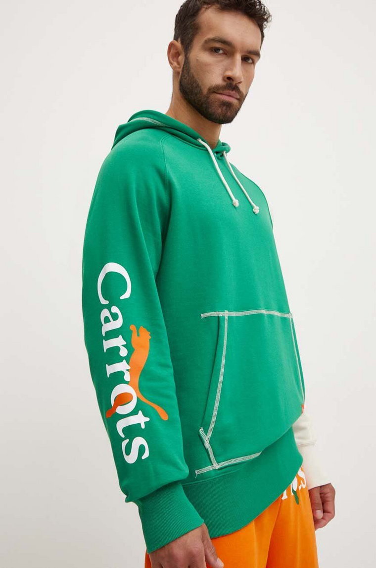 Puma bluza PUMA X CARROTS Graphic Hoodie TR męska kolor zielony z kapturem wzorzysta 627445