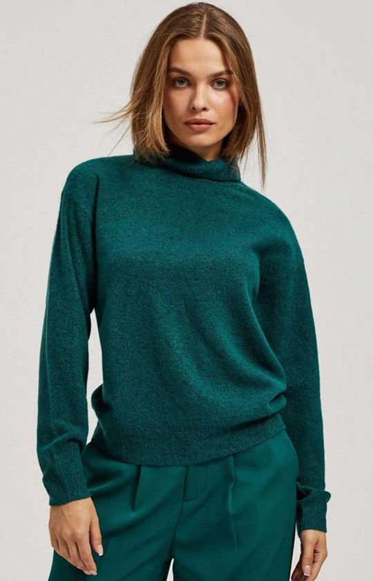 Sweter z golfem zielony 4254, Kolor zielony, Rozmiar XS, Moodo