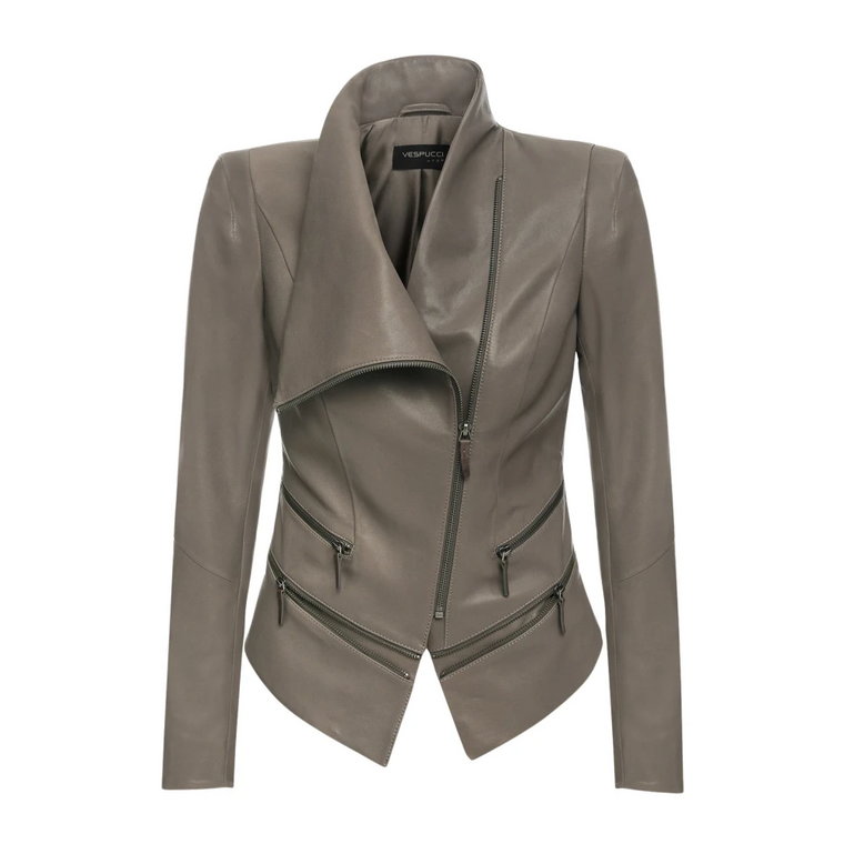 Alice - Grey Leather Jacket Vespucci by VSP