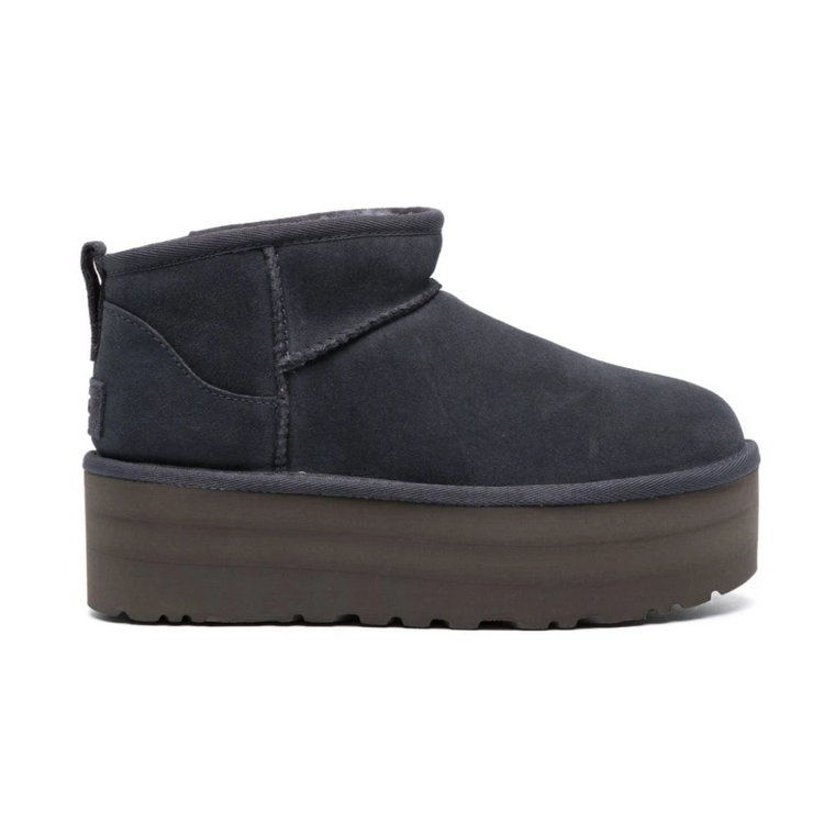 Niebieskie Zamszowe Buty z Detalem Overlock UGG