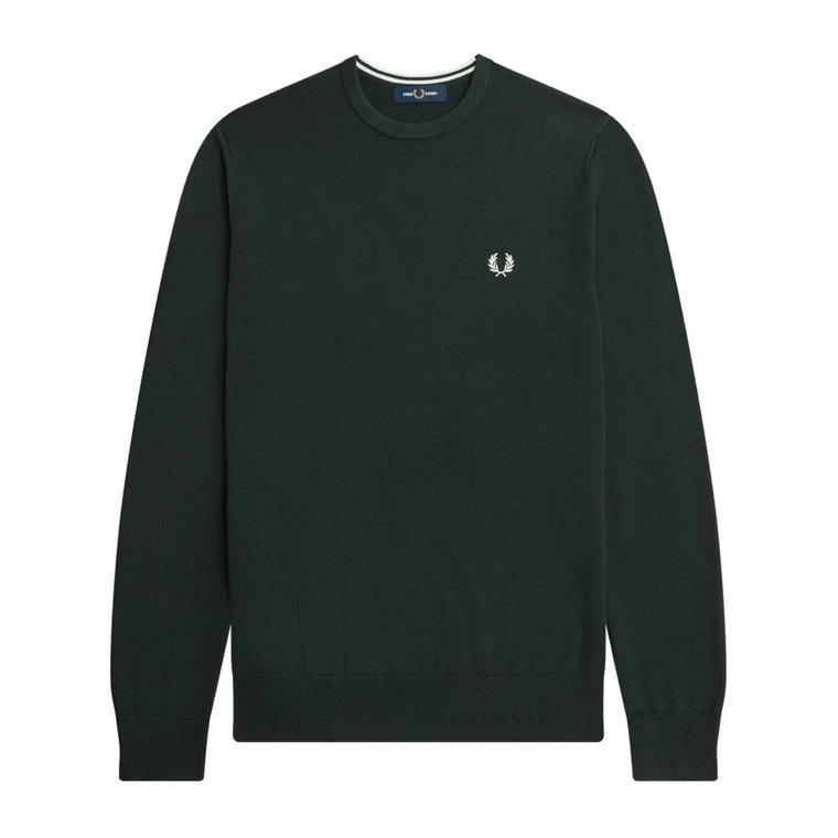 Zielony Sweter z Haftowanym Logo Fred Perry