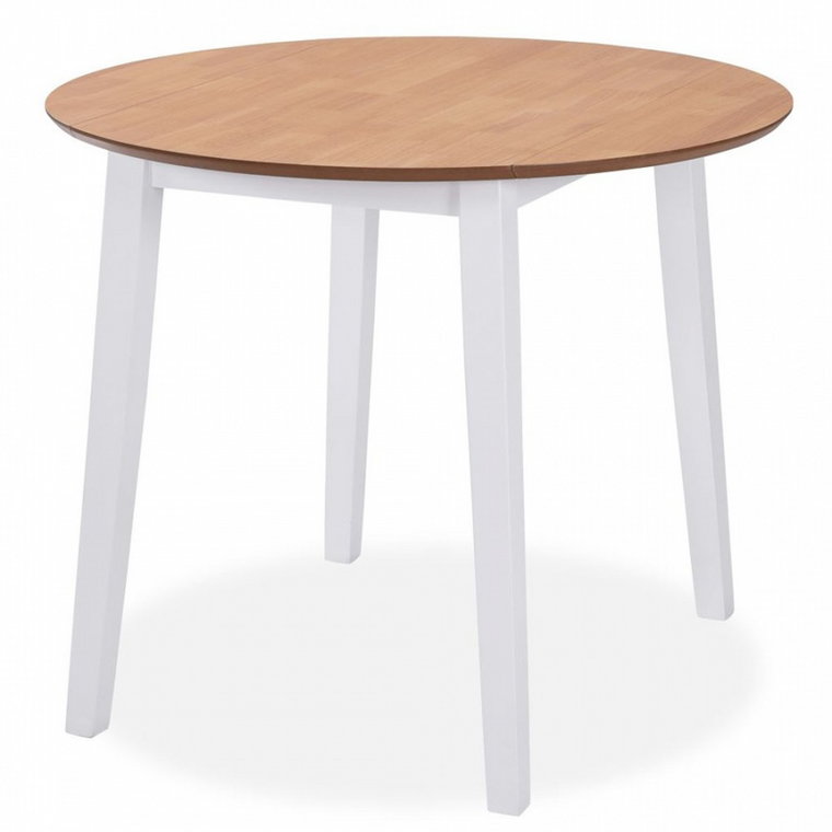 Stół jadalniany ze składanym blatem okrągły MDF biały kod: V-245370