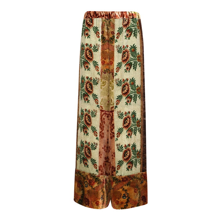 Aksamitne spodnie z kwiatowym nadrukiem Pierre-Louis Mascia. Innowacyjny druk, który sprawia, że odzież jest wyjątkowa i niepowtarzalna Pierre-Louis Mascia