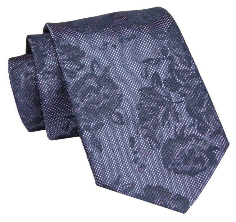 Męski Krawat - Fiolet z Granatem, Kwiaty - Angelo di Monti