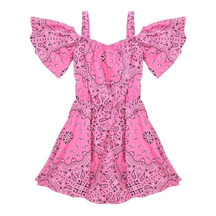 Różowa Sukienka z Wzorem Bandany ViCOLO