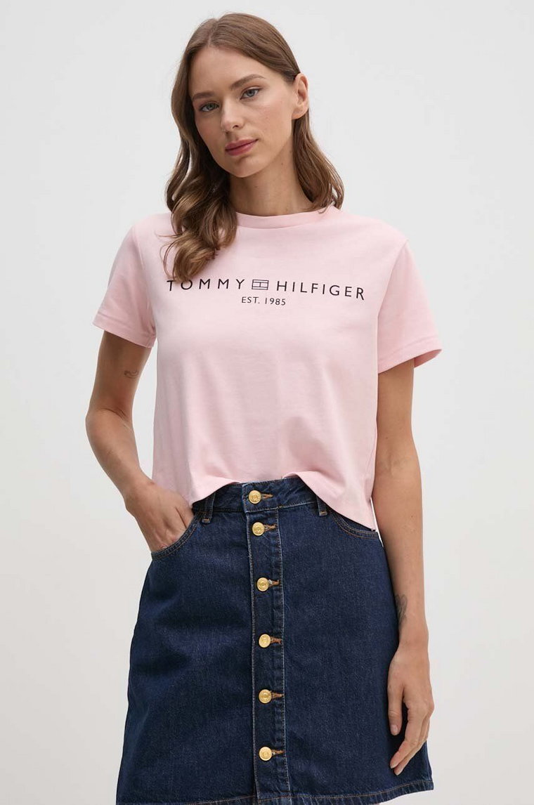 Tommy Hilfiger t-shirt bawełniany damski kolor różowy WW0WW39782