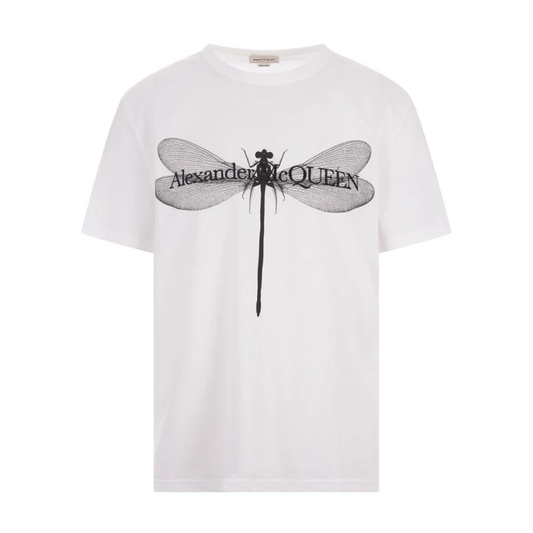 Koszulka z motywem ważki biały Alexander McQueen