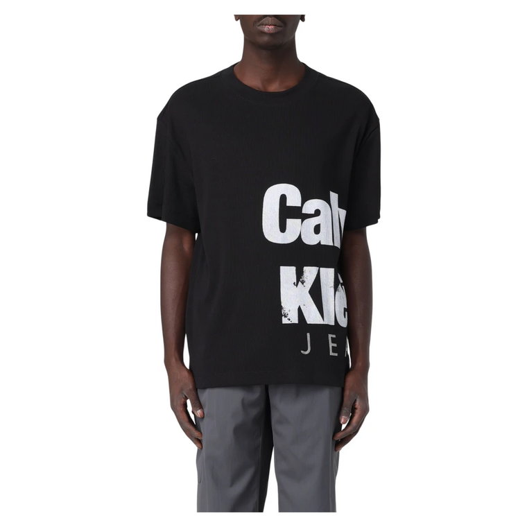 Odważny Instytucjonalny T-shirt z żebrem Calvin Klein